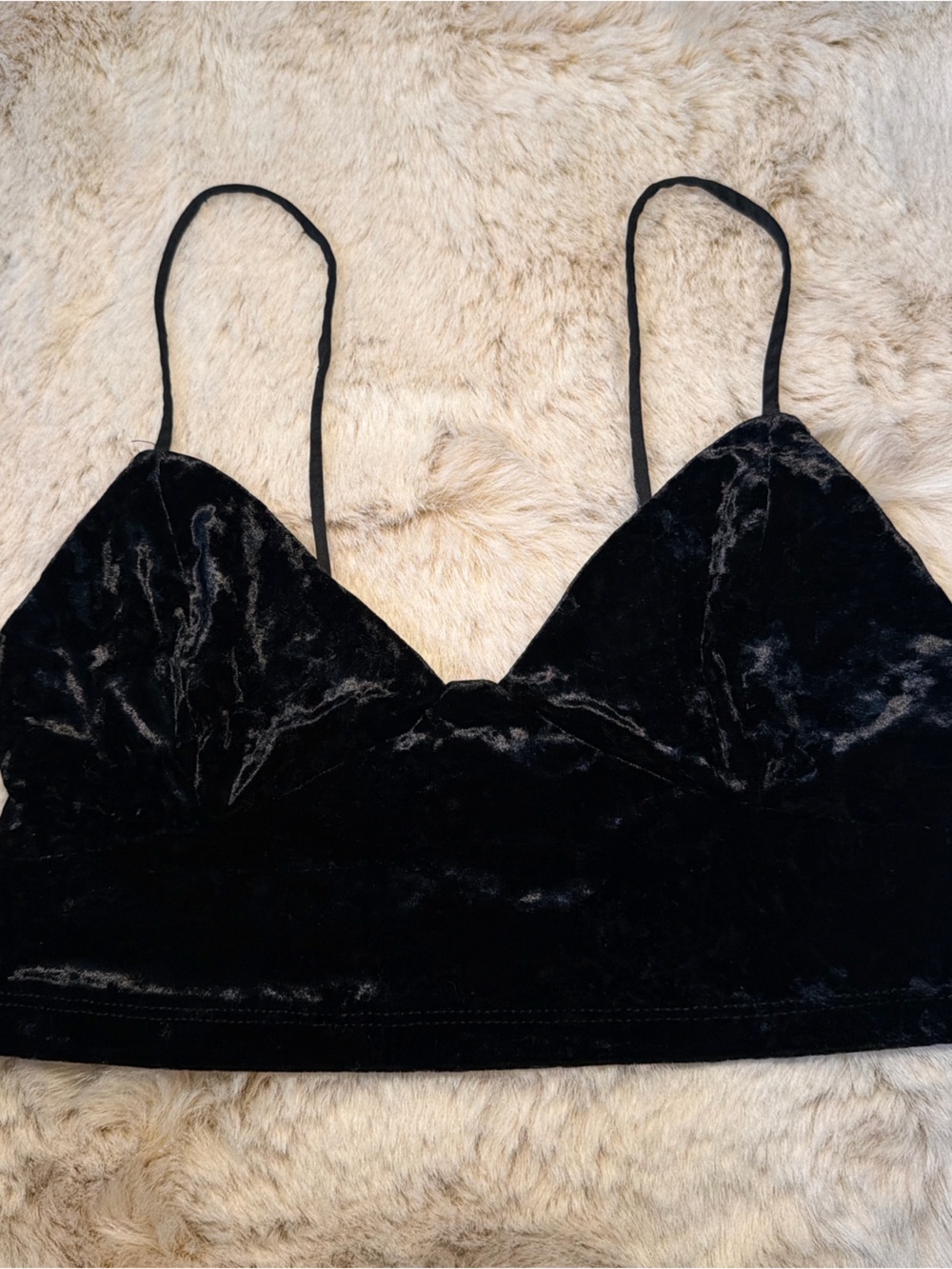 Black Velvet Bralette Crop Top - Women Intimates & Sleepwear